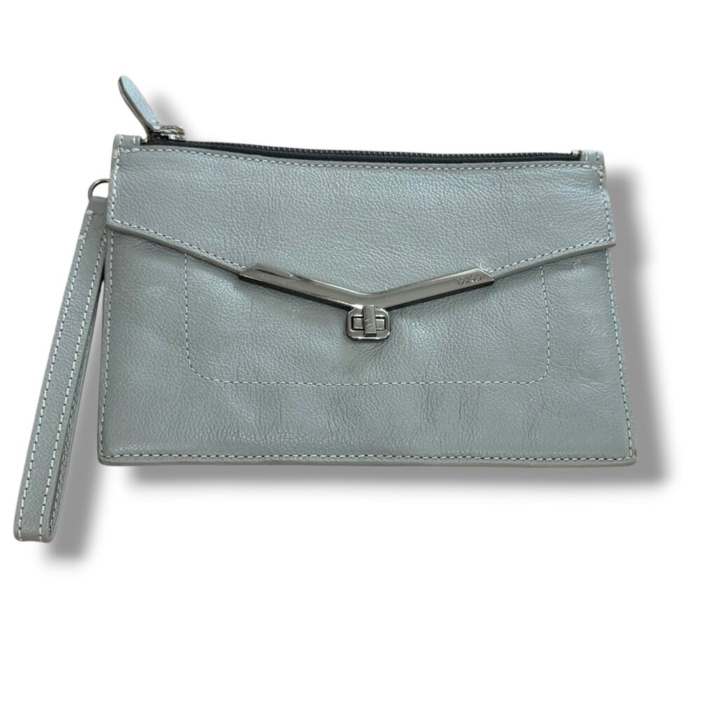 Botkier Valentina Gray 100% Leather Envelope Clutch Wristlet